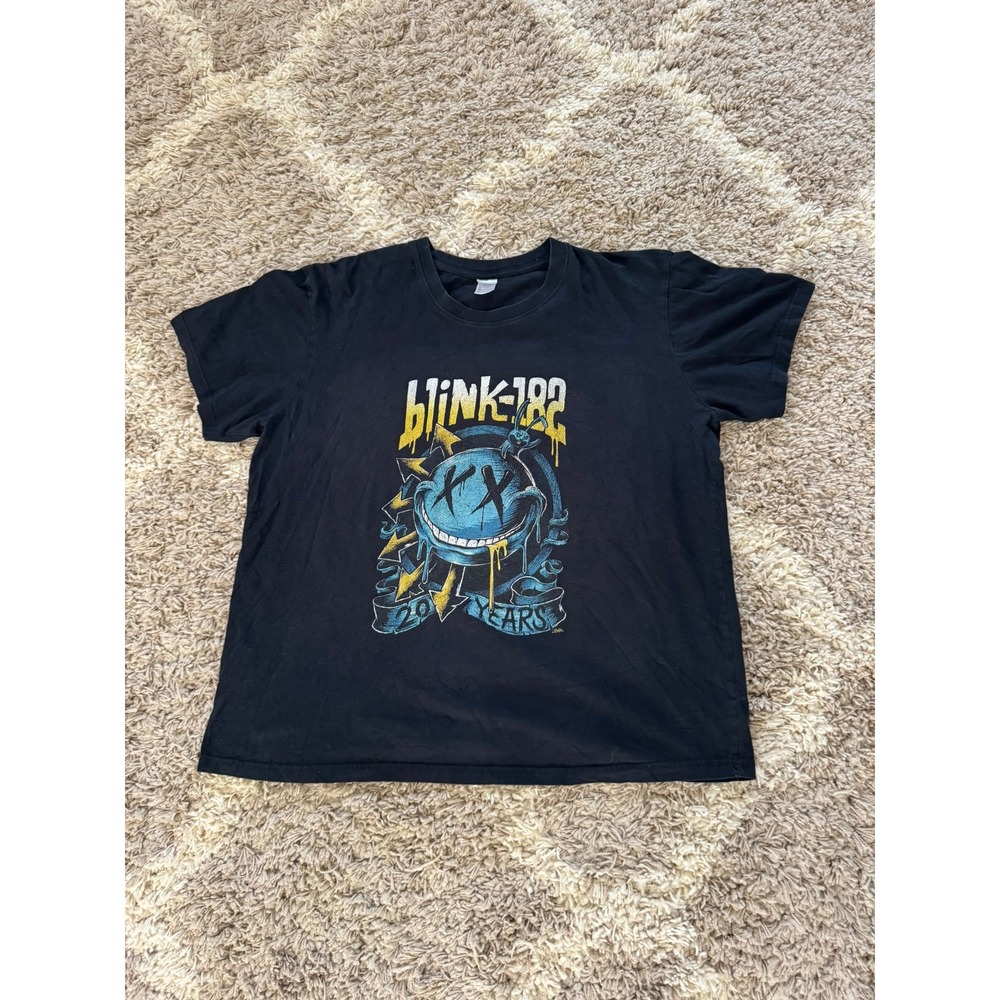 Blink-182 20 Years‎ Anniversary Graphic T-Shirt Black XL Smiley Face Bunny Tee